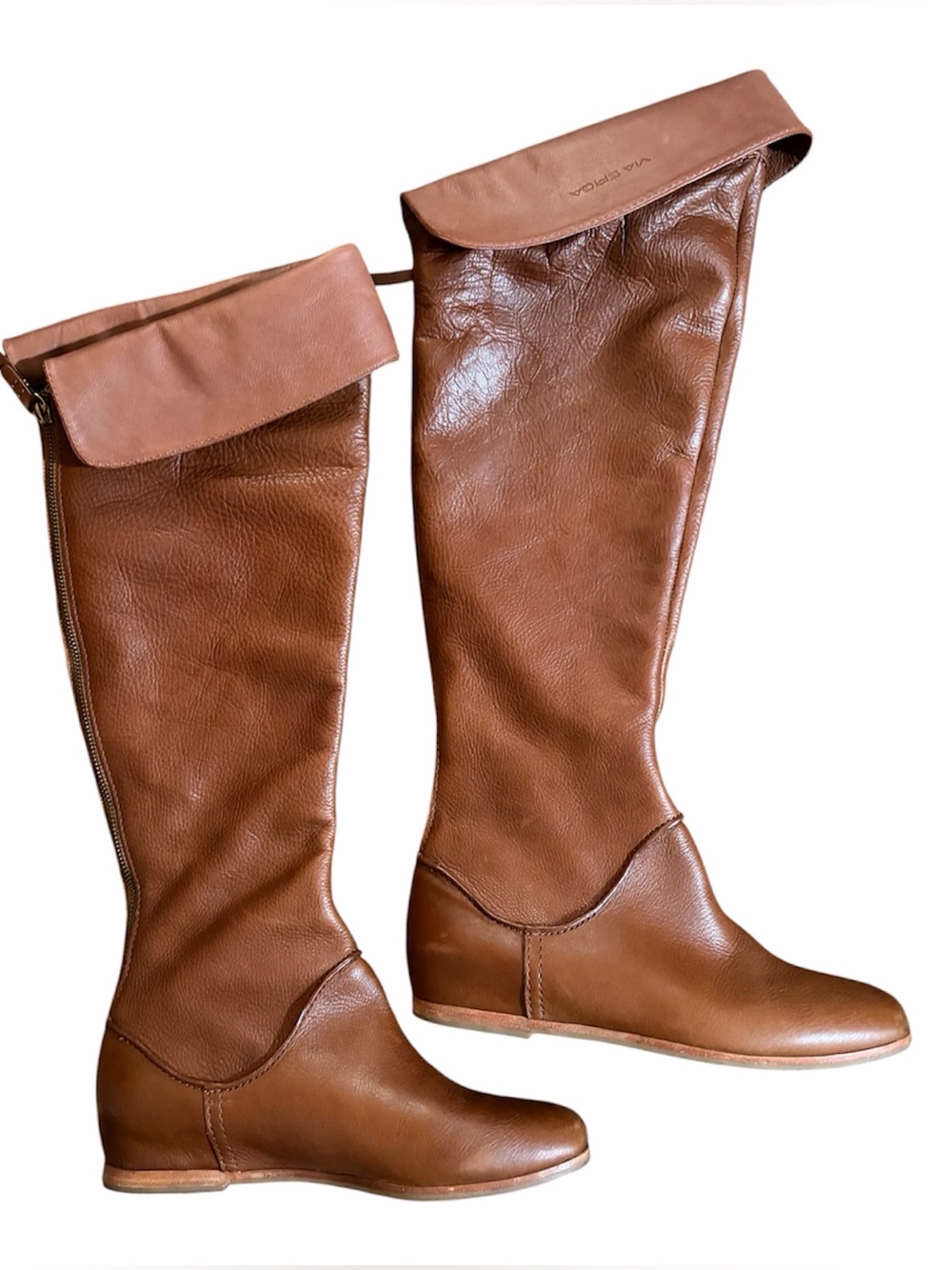 VIA SPIGA Cognac Brown Over-the-Knee Leather Boots 🤎